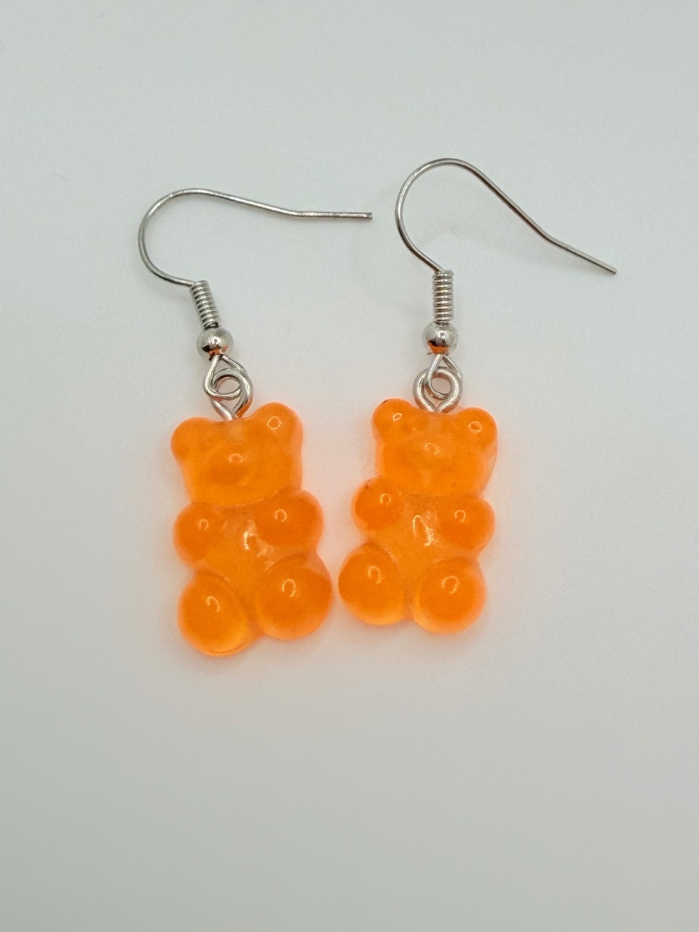 Neon Orange Gummy Bear Earrings Handmade Y2K Festival Jewelry